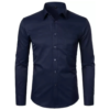 Azaxer Navy Blue Full Sleeve Collar Shirt – Official Casual Party Wear