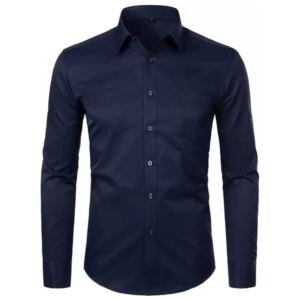 Azaxer Navy Blue Full Sleeve Collar Shirt – Official Casual Party Wear