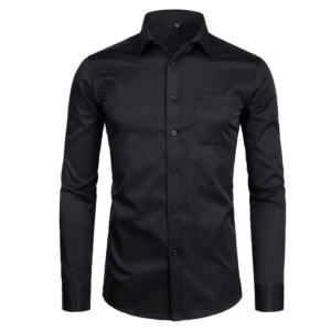 Azaxer Black Full Sleeve Collar Shirt – Official Casual Party Wear