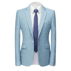 Azaxer Luxury Light Blue Full Sleeve Collar Coat – Official Casual Party Wear