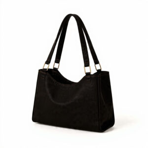 Dark Black Denim Double Handbag – Office Travel Uses