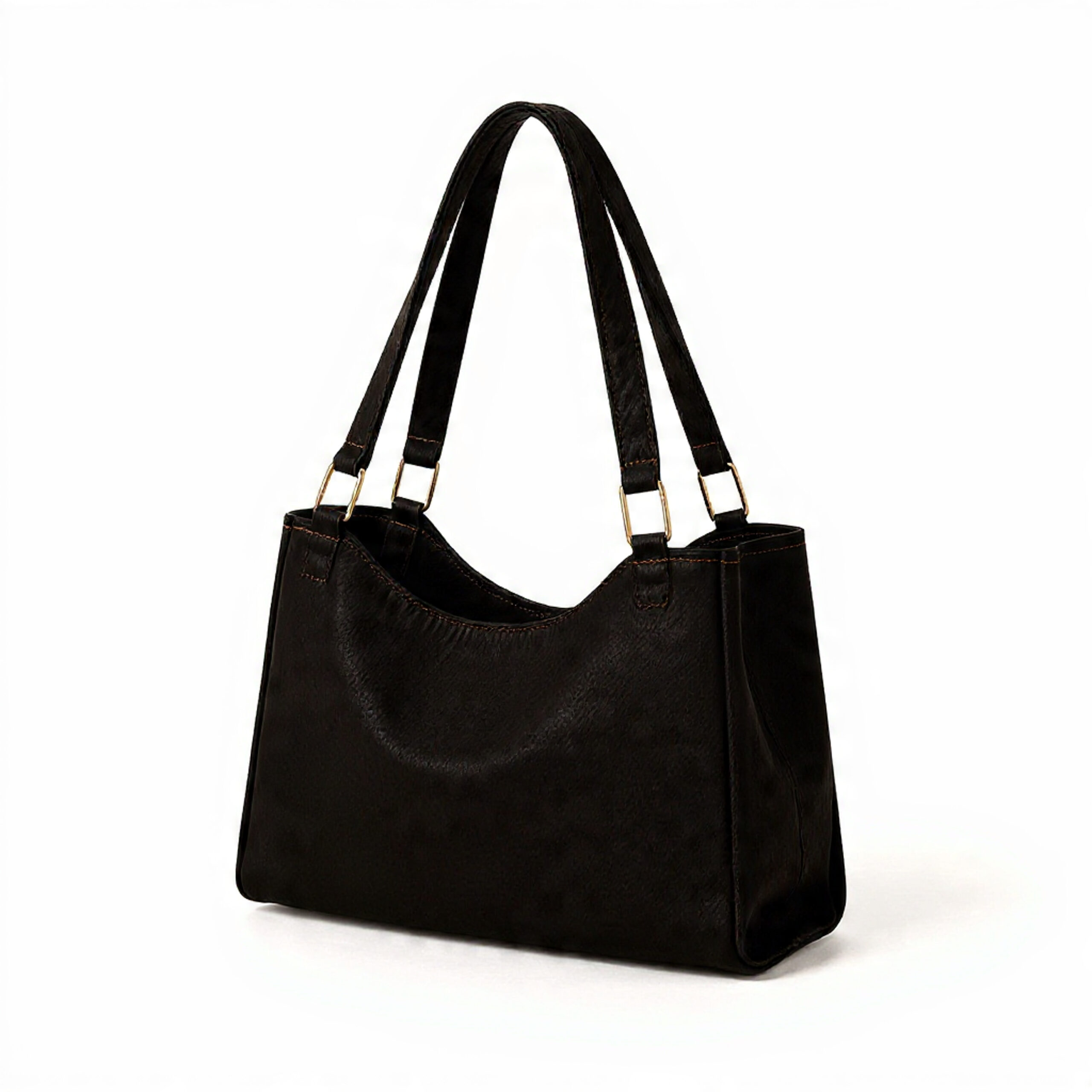 Dark Black Denim Double Handbag – Office Travel Uses